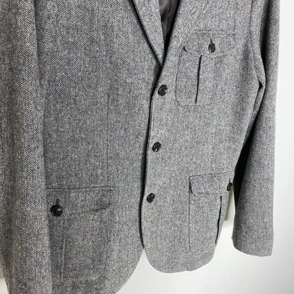 Gap Tweed Donegal Blazer Sport Coat Jacket Dusty Grey Utility Mens 40R - Picture 2 of 7